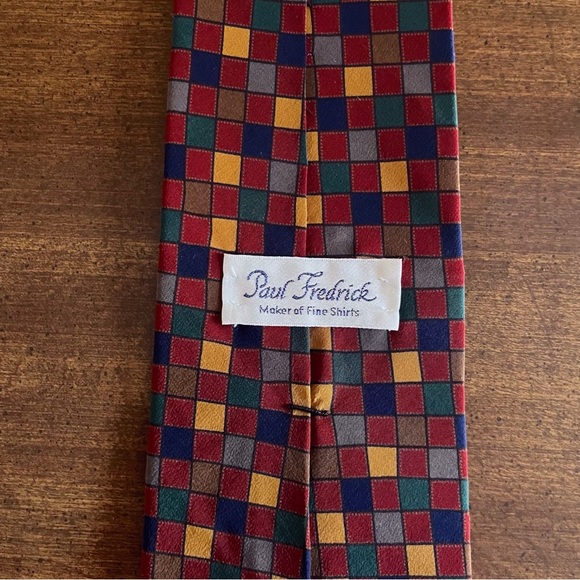 Vintage Paul Fredrick Checkered Tie Wide - Picture 4 of 5